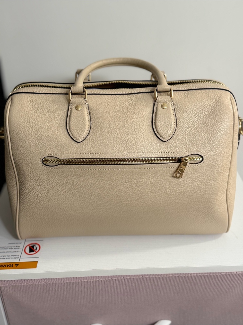 Large Coach Rowan Pebble Leather Satchel in Ivory with Gold Hardware - Picture 3 of 6
